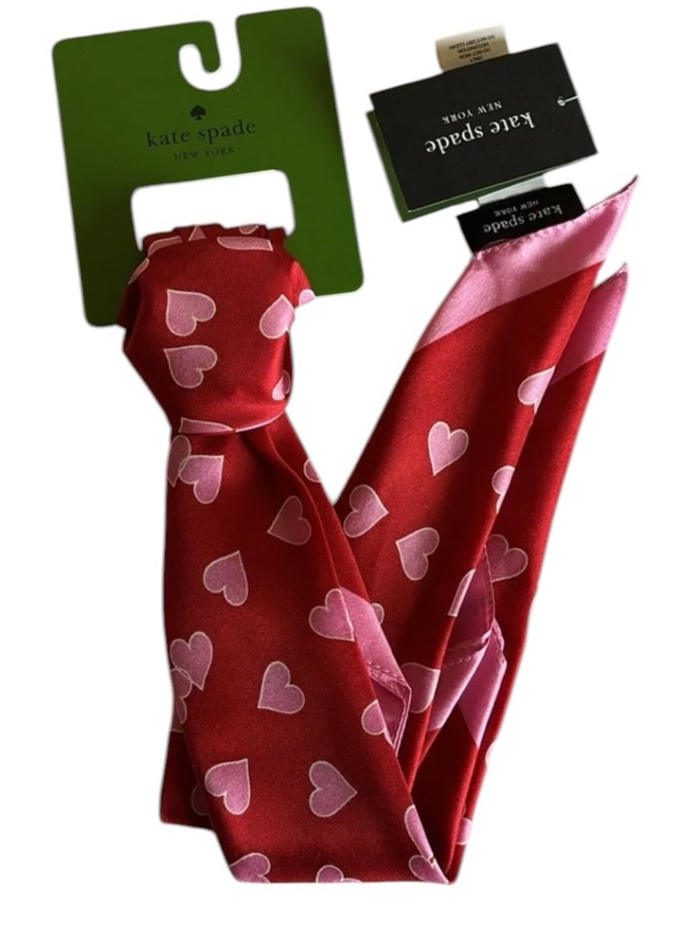kate spade red engine heart links Silk Neck Scarf NWT